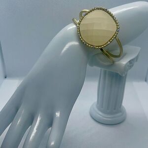 Womens Cream Faceted Adjustable Fashion Cuff Bracelet With Rhinestones